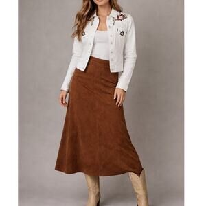 Christian Lacroix White Western Denim Jean Jacket Size 4 Embroidered Cowgirl